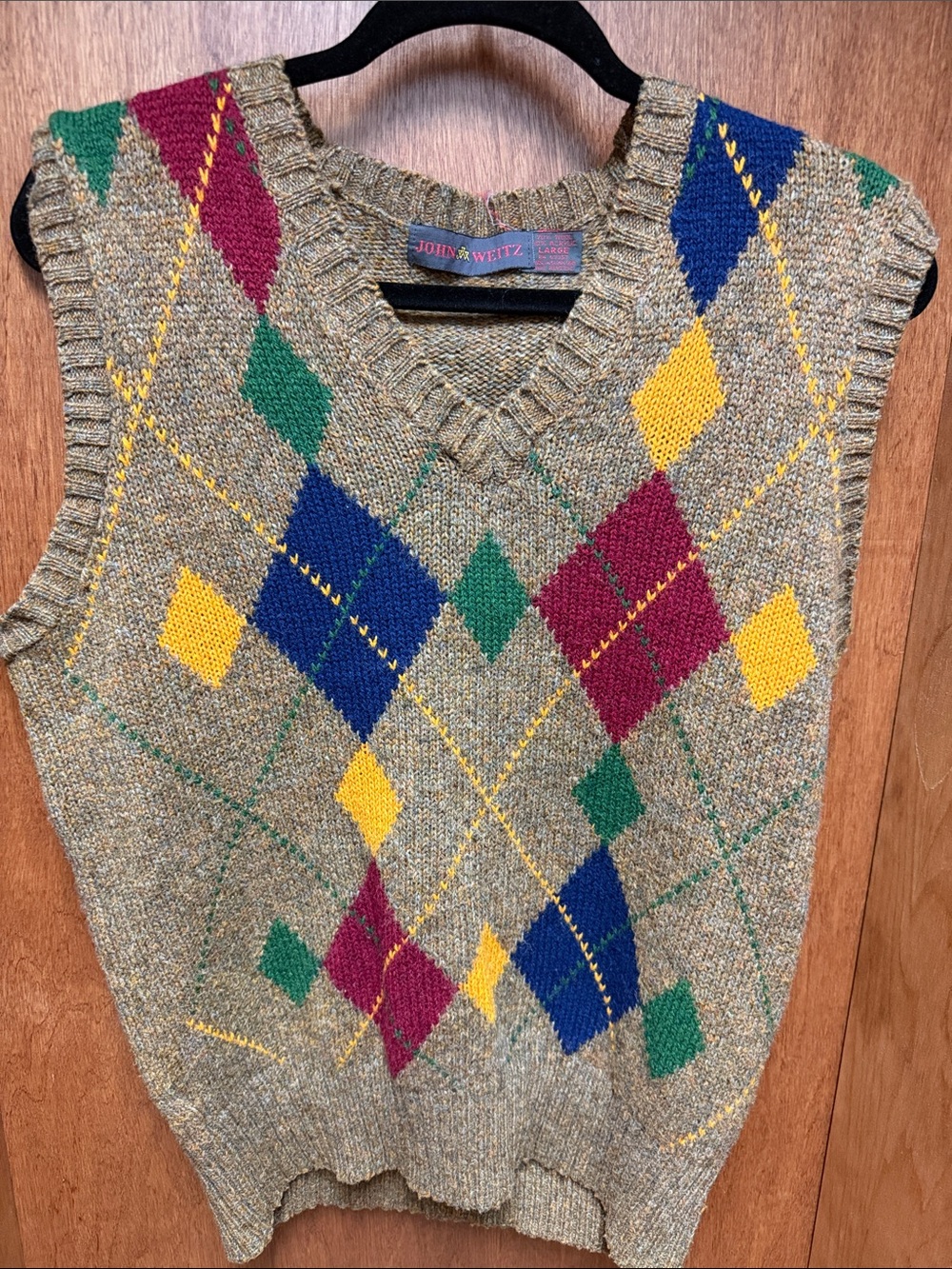 John Weitz Vintage Argyle Knit Sweater Vest - Multicolor